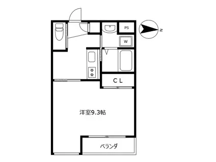 キアーズII(1K/4階)の間取り写真