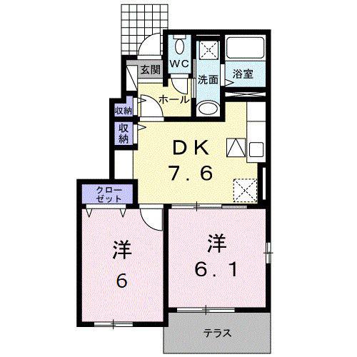 J-WISH(2DK/1階)の間取り写真