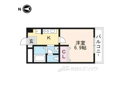 LITTLE COURT AQUA(1K/1階)の間取り写真