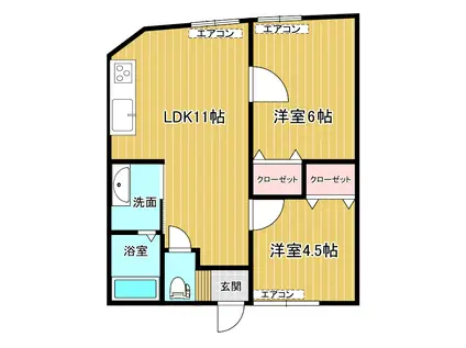 メゾン伊勢(2LDK/1階)の間取り写真