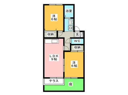 フォレスタ松永A(2LDK/1階)の間取り写真