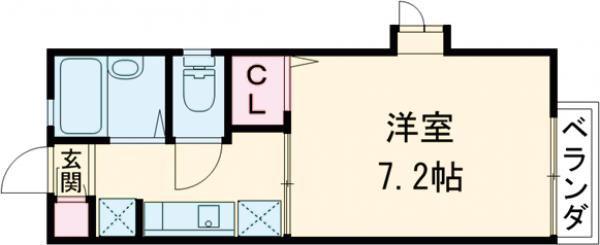 ドミールHAMADA(1K/2階)の間取り写真