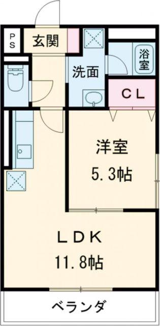プリエール(1LDK/2階)の間取り写真
