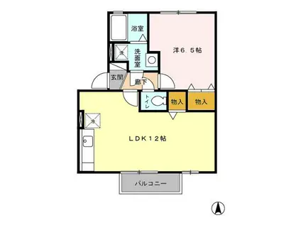 ウィルモア田迎(1LDK/2階)の間取り写真
