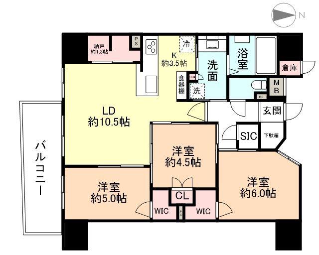 クレアホームズ富山上本町(3LDK/14階)の間取り写真