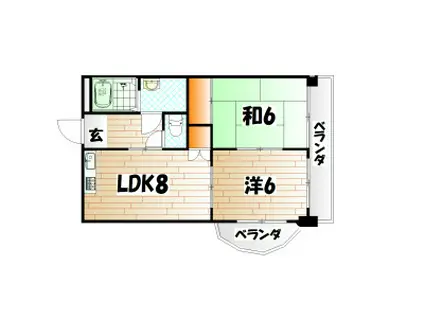 リベルテ南小倉(2LDK/2階)の間取り写真