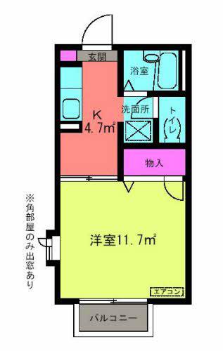 シェルメゾン(1K/2階)の間取り写真