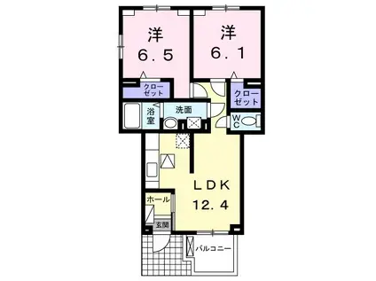 グラン・ジュテI(2LDK/1階)の間取り写真