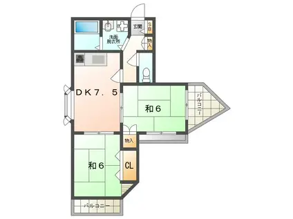 トライアングル(2DK/4階)の間取り写真