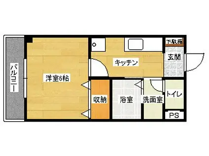 グッディ長束II(1K/2階)の間取り写真