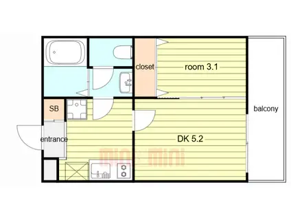 BASE青木(1DK/1階)の間取り写真