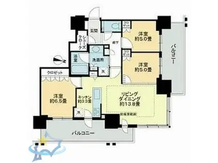 ザ・札幌タワーズ ウエストタワー(3LDK/29階)の間取り写真