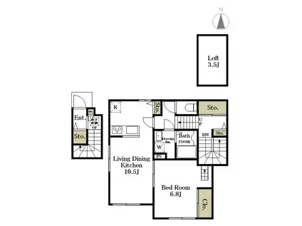 コート自由ヶ丘(1LDK/2階)の間取り写真