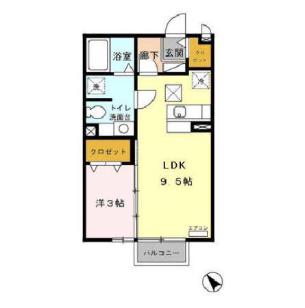 アメージングAB(1LDK/1階)の間取り写真