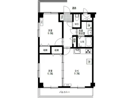 サニーガーデンII号館(2DK/3階)の間取り写真