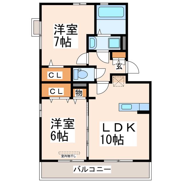 セジュール(2LDK/2階)の間取り写真