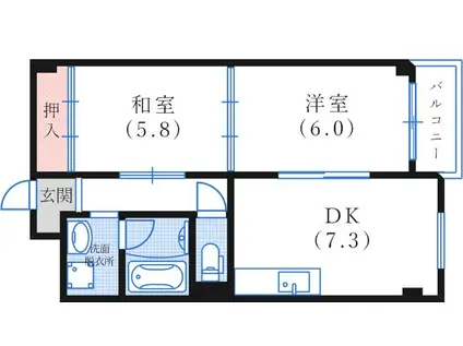 サングレイス山手館(2DK/3階)の間取り写真