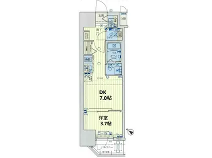 スワンズシティ神戸ウエスト(1DK/14階)の間取り写真