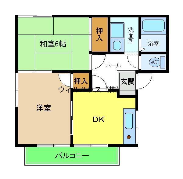 フレグランス福田(2K/2階)の間取り写真