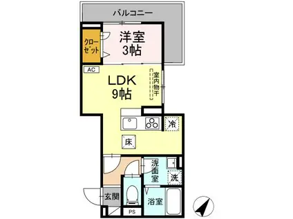 D-RESIDENCE多治米東N(1LDK/1階)の間取り写真