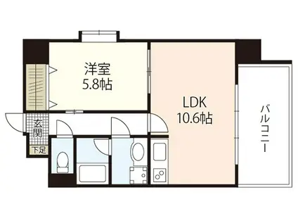 MARIO TERRACE 平野町(1LDK/6階)の間取り写真