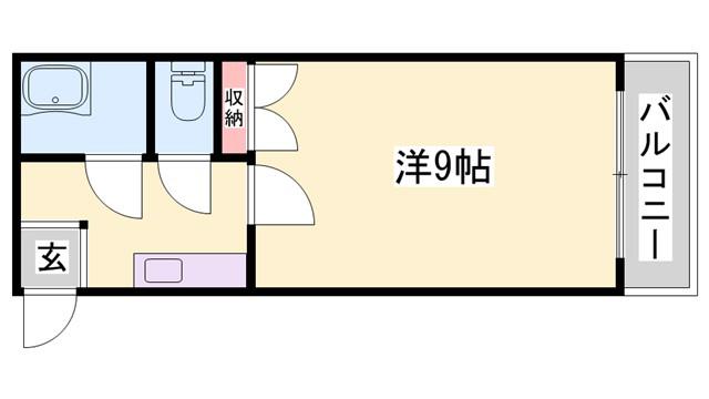 エミール天神B棟(1K/2階)の間取り写真