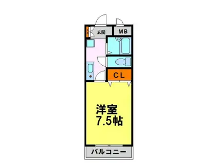 リバティハイム櫻井II(1K/2階)の間取り写真
