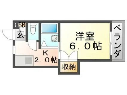 テラスパーク吹田(ワンルーム/2階)の間取り写真