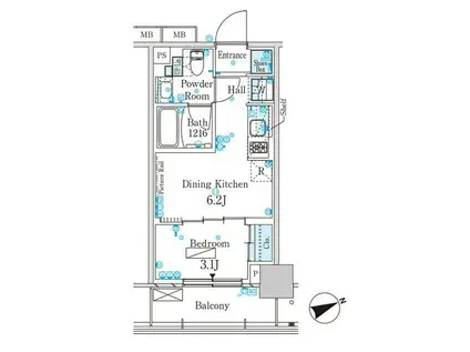 パークアクシス芝浦キャナル(1DK/3階)の間取り写真