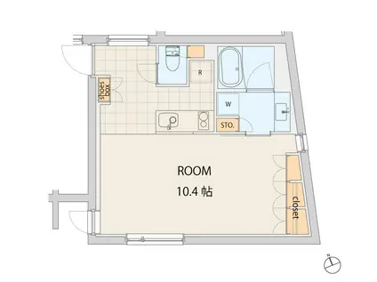 エスセナーリオ若松町(1K/3階)の間取り写真