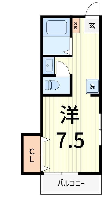大津ハイツ(ワンルーム/1階)の間取り写真