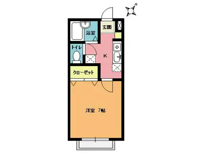 パレスフェオ(1K/1階)の間取り写真