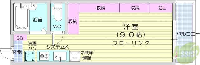 メゾンドショコラ アメール(ワンルーム/1階)の間取り写真