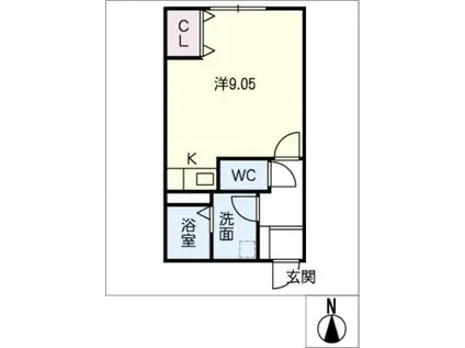 FAIRYII(ワンルーム/1階)の間取り写真
