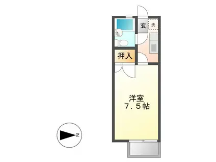 エステート中庄(1K/2階)の間取り写真
