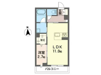 クレストウッドIII(1LDK/2階)の間取り写真