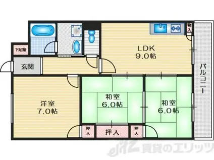 バーンフリート真上(3LDK/2階)の間取り写真