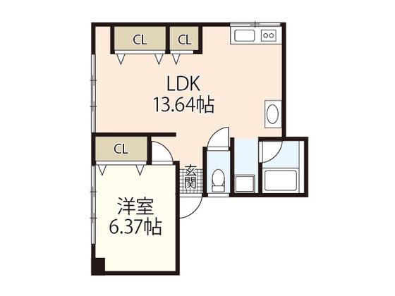 丸内ビル(1LDK/2階)の間取り写真
