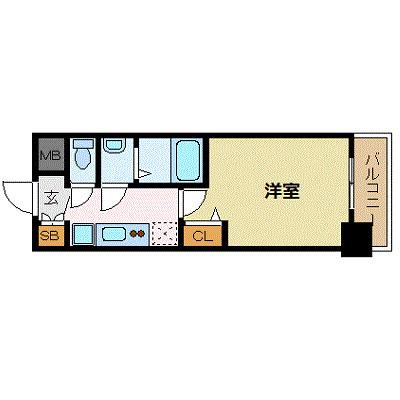 プレサンス新大阪イオリア(1K/2階)の間取り写真