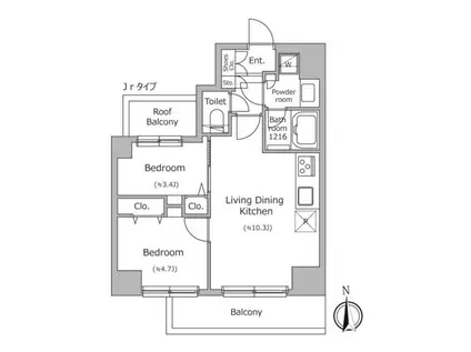 ドゥーエ南千住(2LDK/6階)の間取り写真