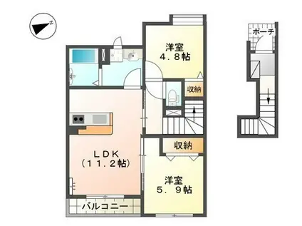 ルミナス・ハイム(2LDK/2階)の間取り写真