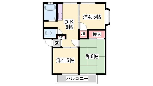 ウィンディアとも(3DK/2階)の間取り写真