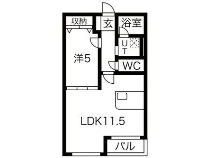 フレシールI(1LDK/1階)の間取り写真