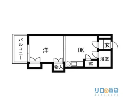 シオザキビル(1DK/5階)の間取り写真