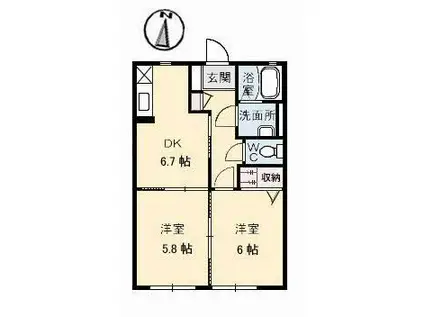 S・T大高 B(2DK/1階)の間取り写真