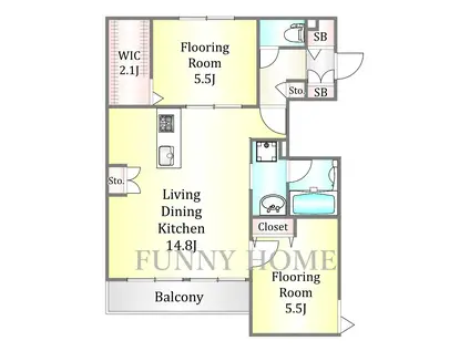  若林1丁目メゾン(2LDK/2階)の間取り写真