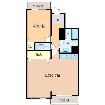 フジハイツ(1LDK/2階)の間取り写真