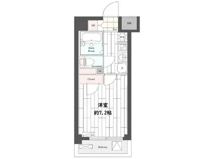 スカイコート月島(1K/8階)の間取り写真