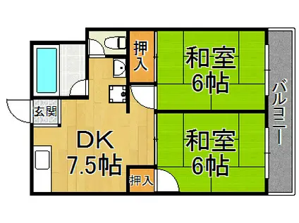 巽マンション(2DK/2階)の間取り写真