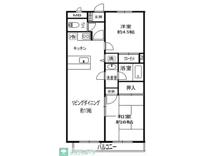 ウインブルーム深谷(2LDK/2階)の間取り写真